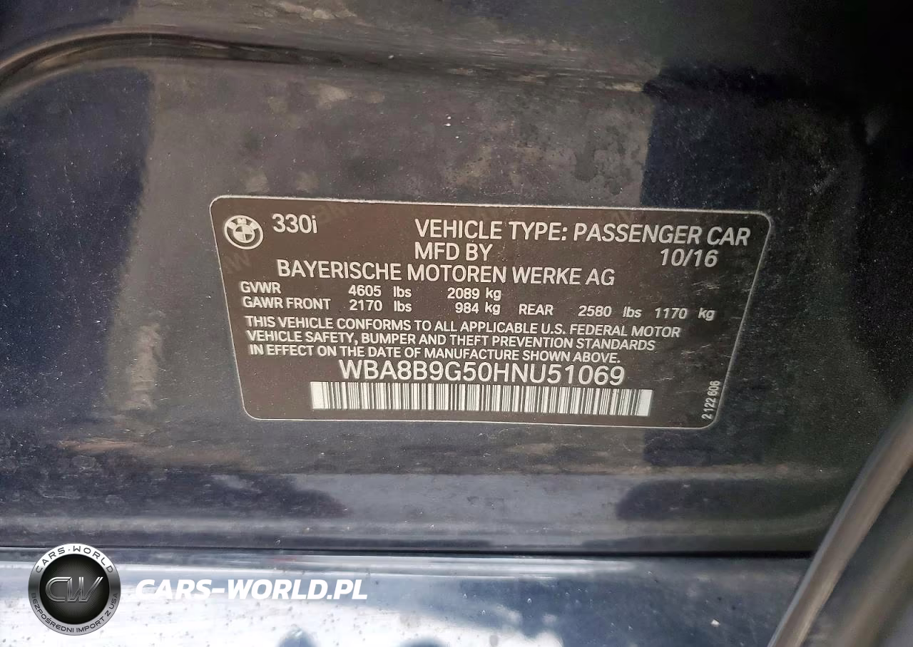 2017 BMW 330 I VIN:WBA8B9G50HNU51069 - 12