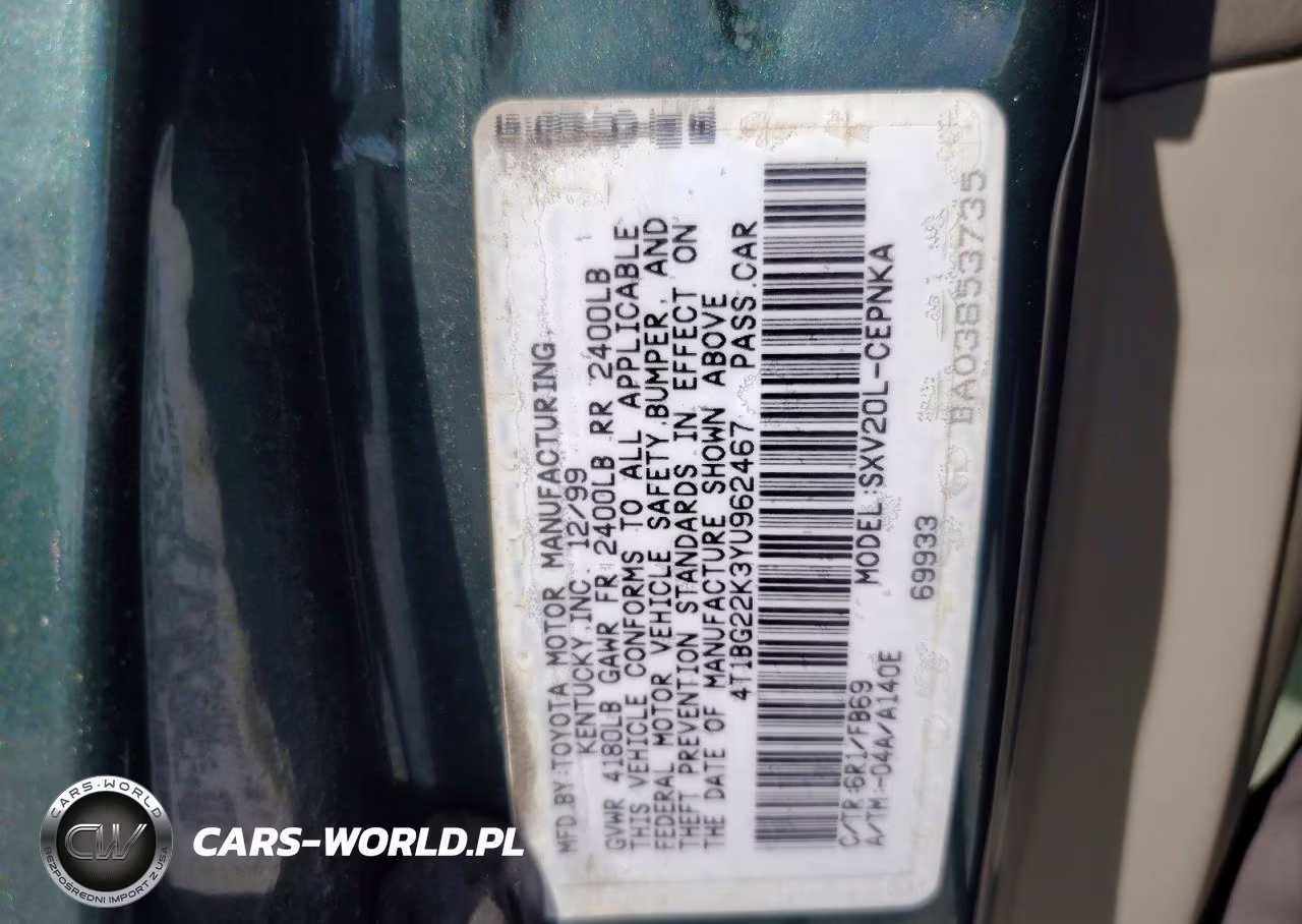 2000 Toyota Camry Le VIN:4T1BG22K3YU962467 - 12