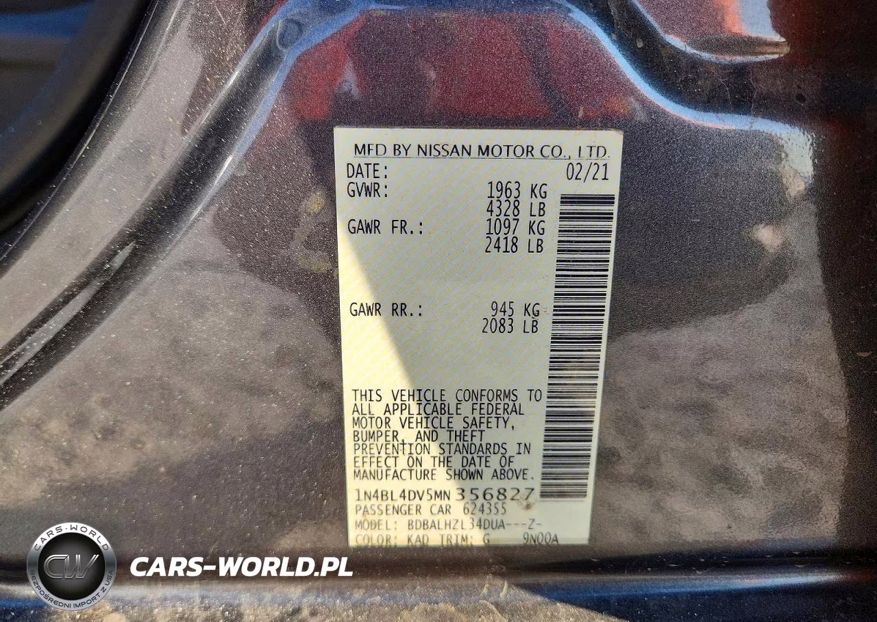 2021 Nissan Altima Sv VIN:1N4BL4DV5MN356827 - 13