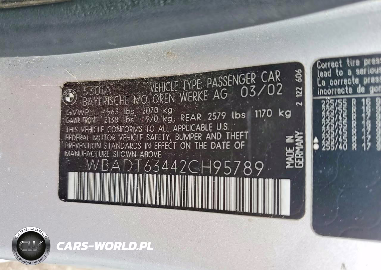 2002 BMW 530 I Automatic VIN:WBADT63442CH95789 - 12