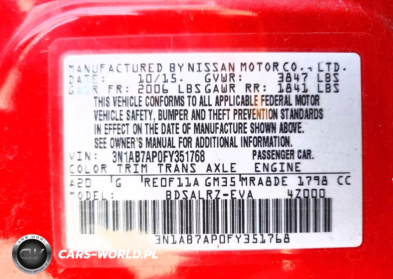 2015 Nissan Sentra Sr VIN:3N1AB7AP0FY351768 - 13
