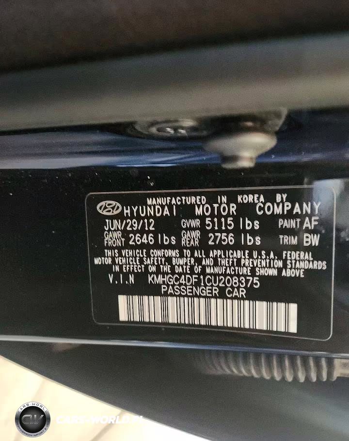 2012 Hyundai Genesis 4.6L VIN:KMHGC4DF1CU208375 - 12