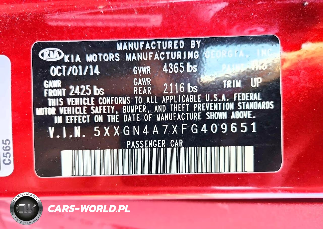 2015 Kia Optima Ex VIN:5XXGN4A7XFG409651 - 12