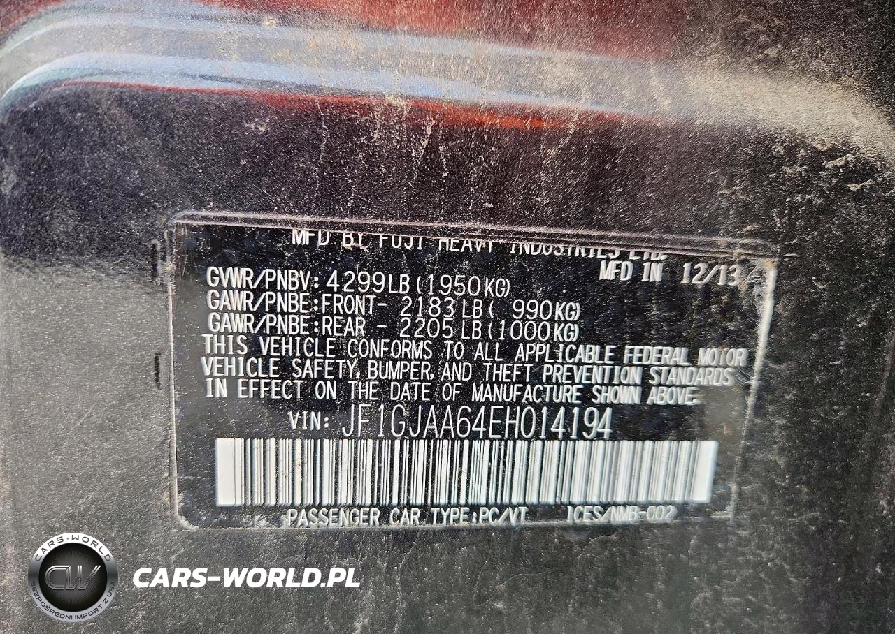 2014 Subaru Impreza VIN:JF1GJAA64EH014194 - 13