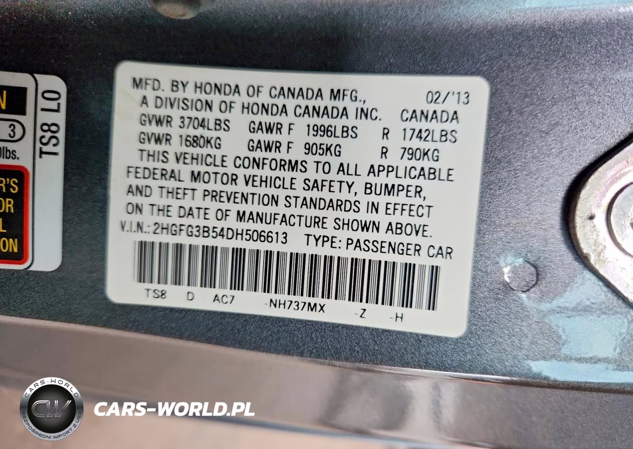 2013 Honda Civic Lx VIN:2HGFG3B54DH506613 - 12