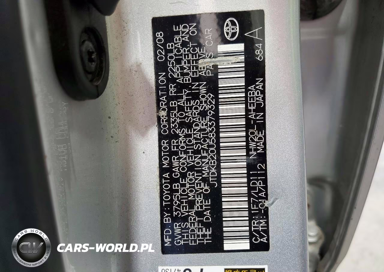 2008 Toyota Prius Base VIN:JTDKB20U583379329 - 12