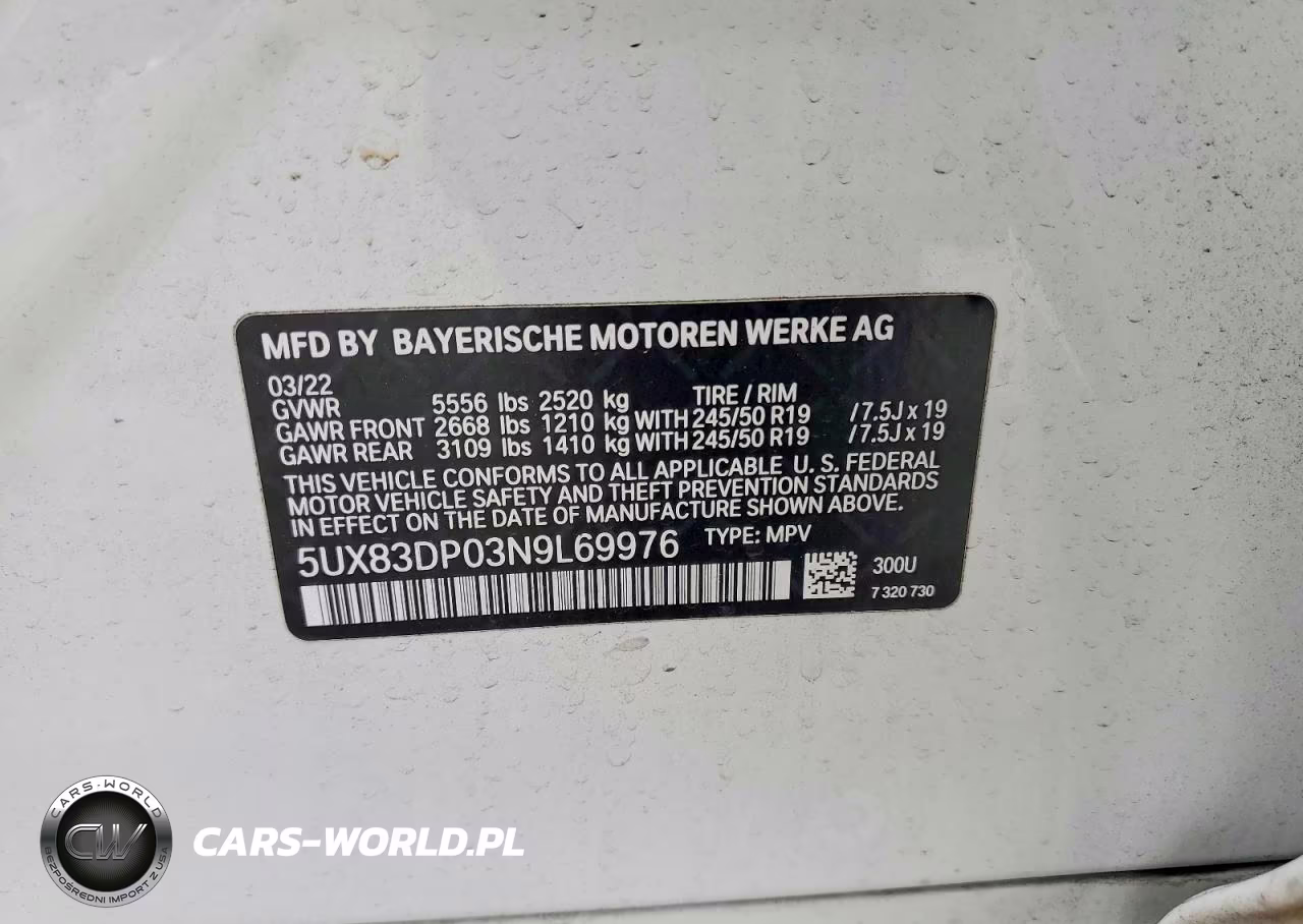 2022 BMW X3 M40I VIN:5UX83DP03N9L69976 - 13