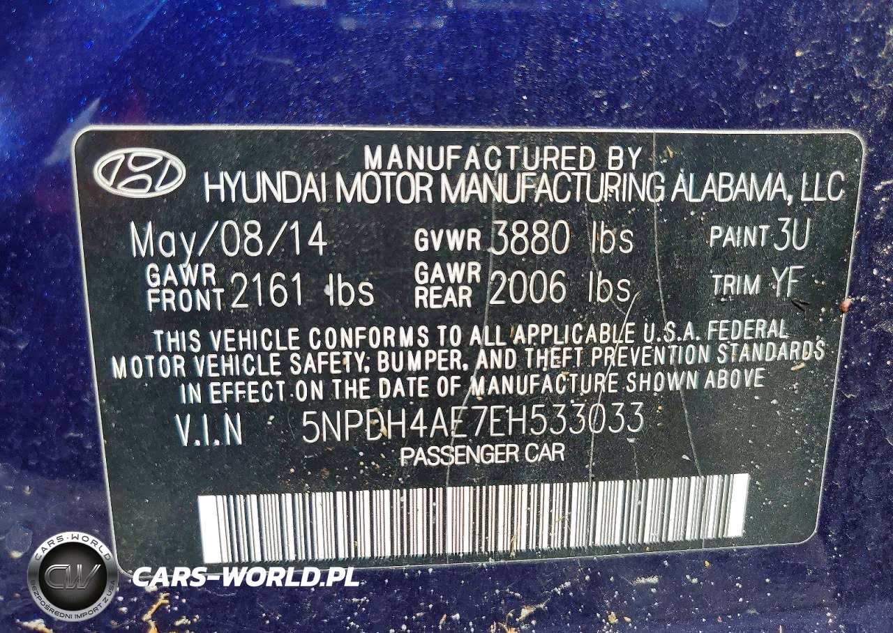 2014 Hyundai Elantra Se VIN:5NPDH4AE7EH533033 - 12