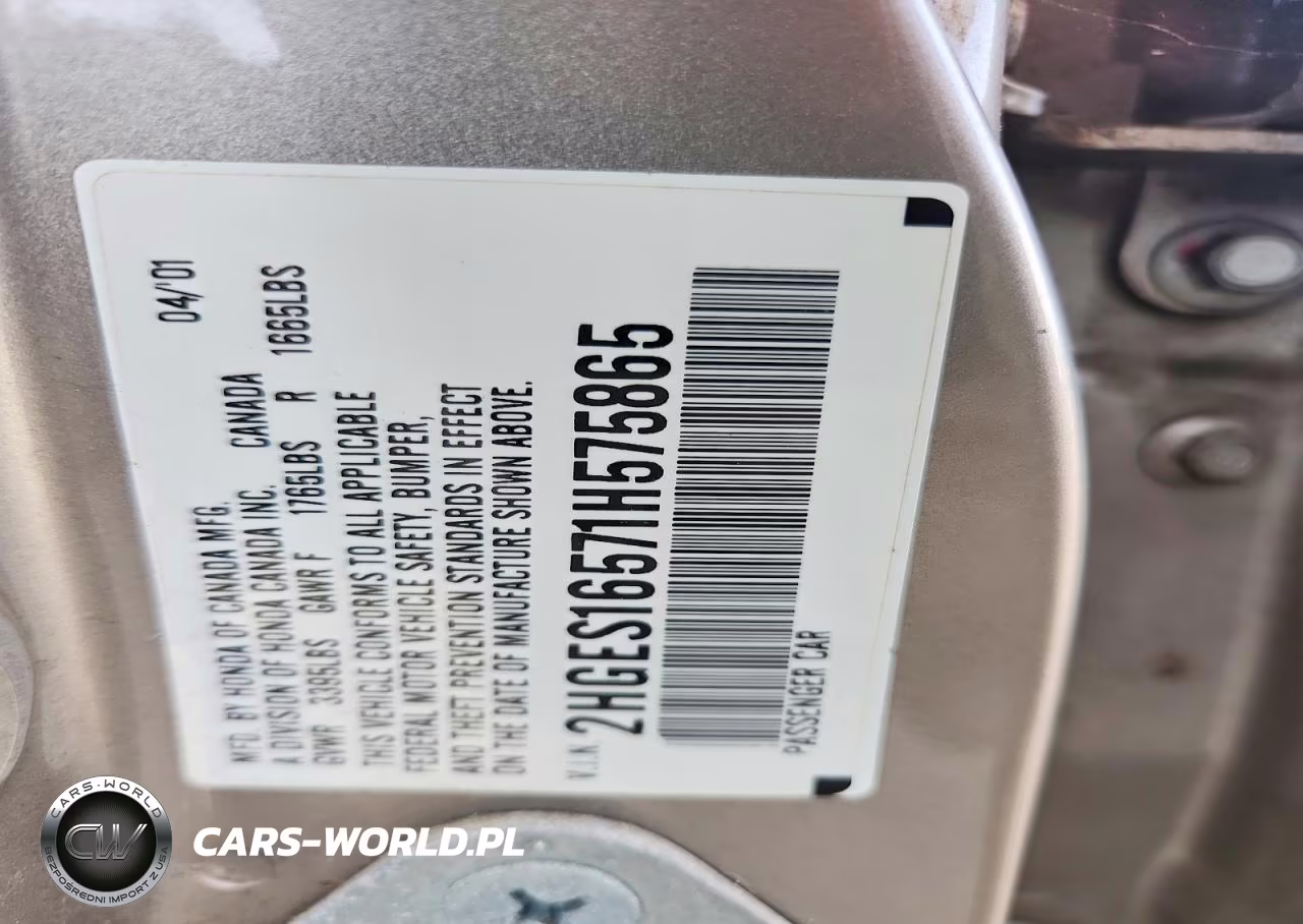 2001 Honda Civic Lx VIN:2HGES16571H575865 - 12