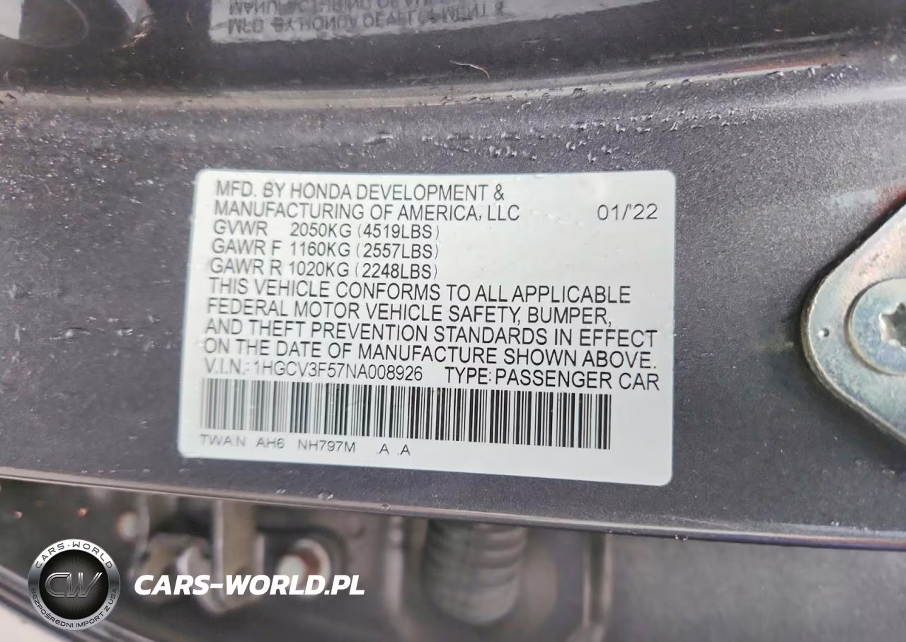 2022 Honda Accord Hybrid Exl VIN:1HGCV3F57NA008926 - 13