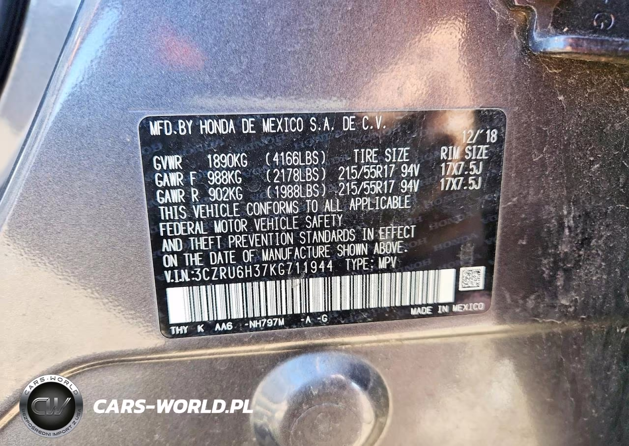 2019 Honda Hr-V Lx VIN:3CZRU6H37KG711944 - 14