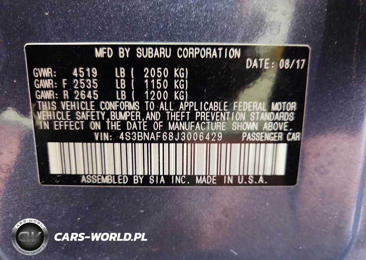 2018 Subaru Legacy 2.5I Premium VIN:4S3BNAF68J3006429 - 12