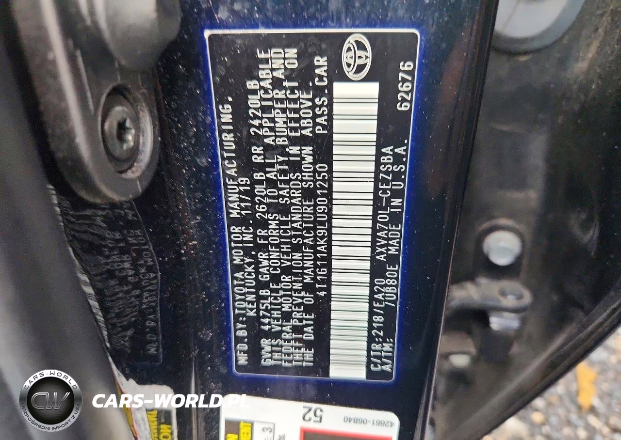 2020 Toyota Camry Se VIN:4T1G11AK9LU901250 - 12
