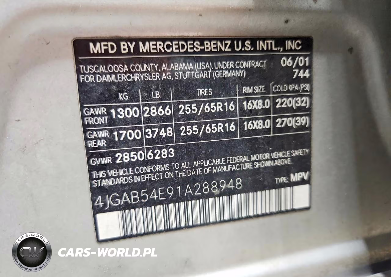 2001 Mercedes-Benz Ml 320 VIN:4JGAB54E91A288948 - 13