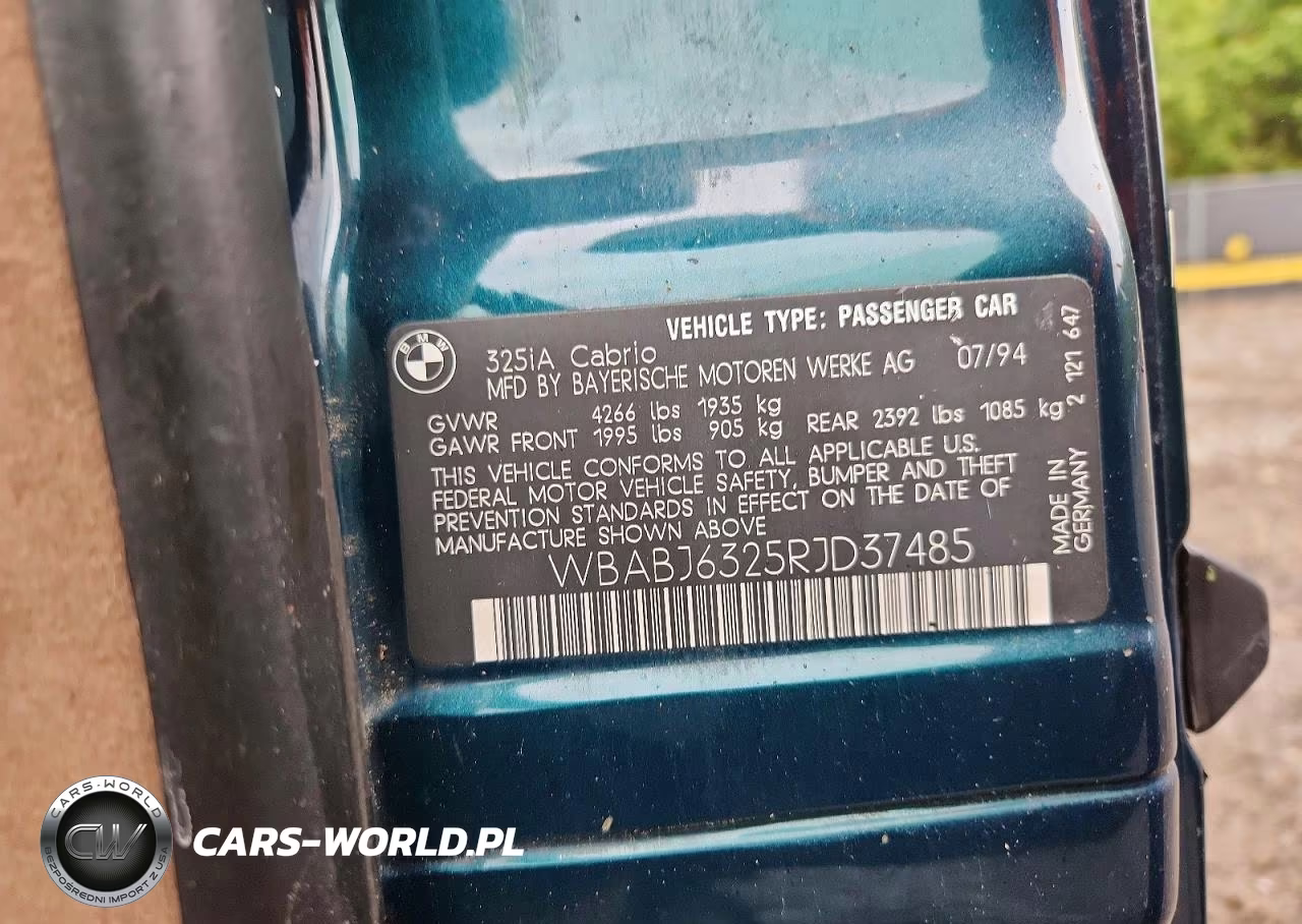 1994 BMW 325 Ic Automatic VIN:WBABJ6325RJD37485 - 12