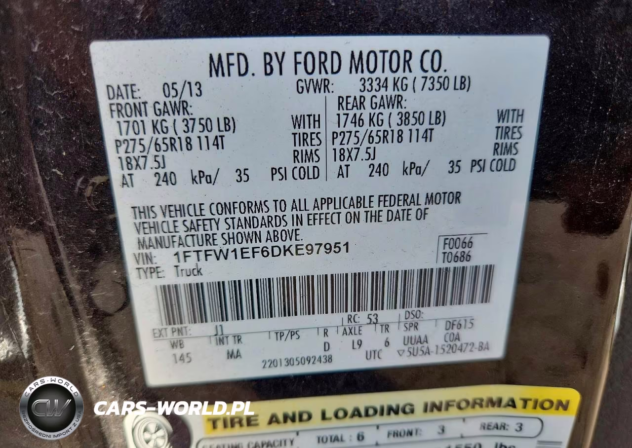 2013 Ford F150 Supercrew VIN:1FTFW1EF6DKE97951 - 12