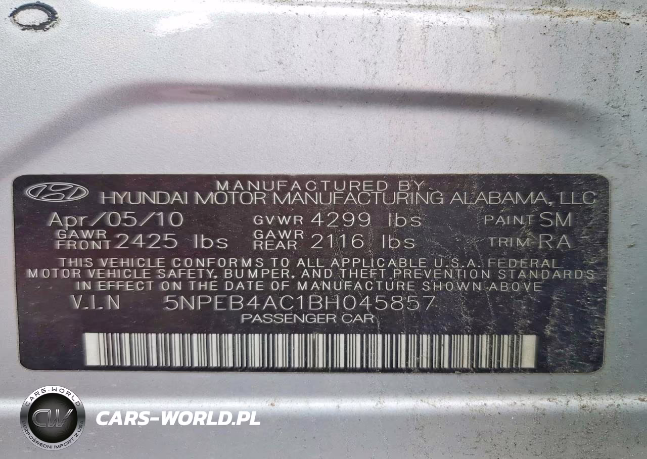 2011 Hyundai Sonata Gls VIN:5NPEB4AC1BH045857 - 12