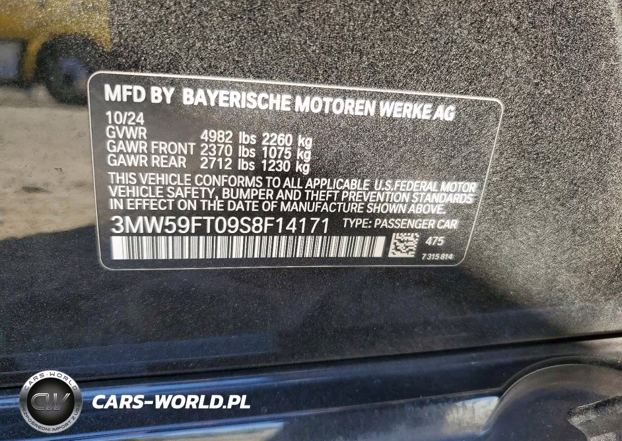 2025 BMW M340I VIN:3MW59FT09S8F14171 - 12