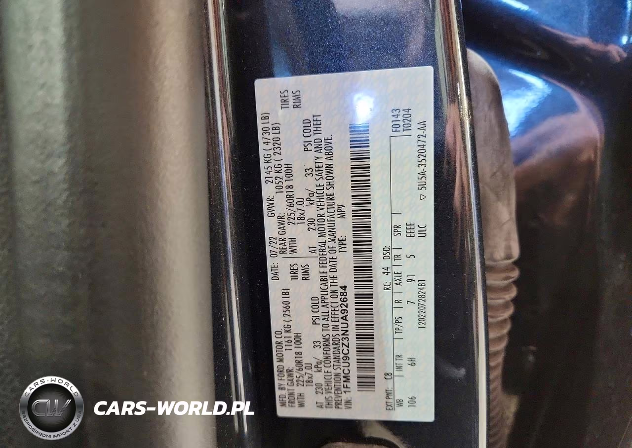 2022 Ford Escape Sel VIN:1FMCU9CZ3NUA92684 - 13