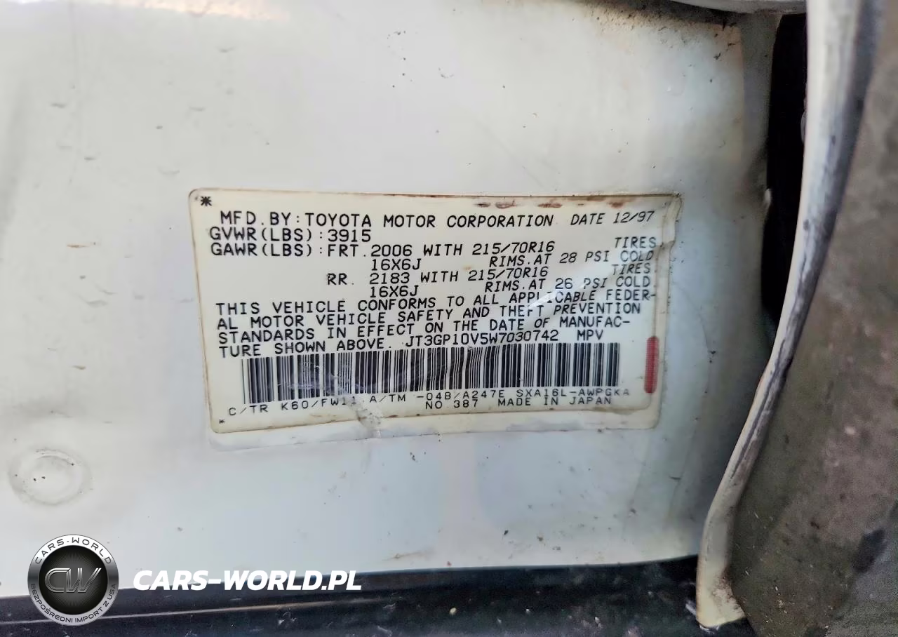 1998 Toyota Rav4 Base VIN:JT3GP10V5W7030742 - 13
