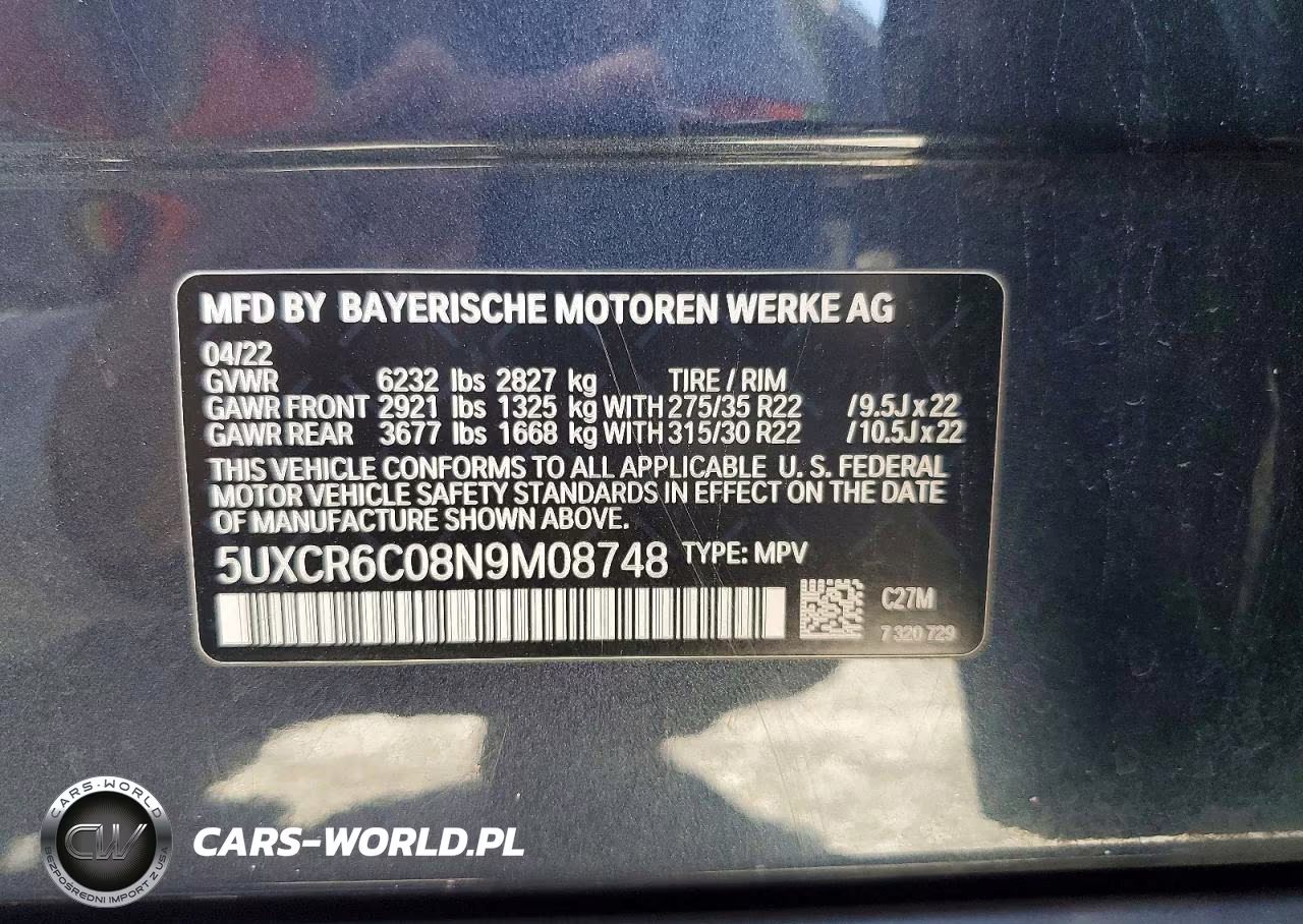 2022 BMW X5 xDrive40I VIN:5UXCR6C08N9M08748 - 13