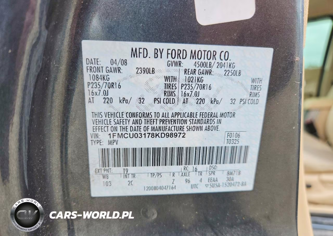 2008 Ford Escape Xlt VIN:1FMCU03178KD98972 - 13