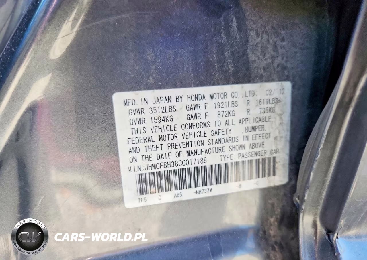 2012 Honda Fit VIN:JHMGE8H38CC017188 - 13