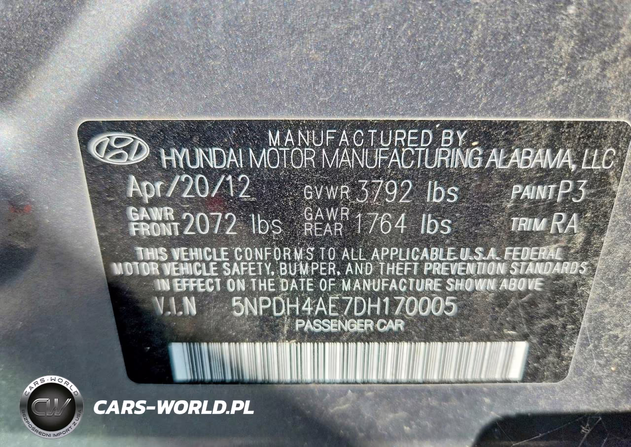 2013 Hyundai Elantra Gls VIN:5NPDH4AE7DH170005 - 12