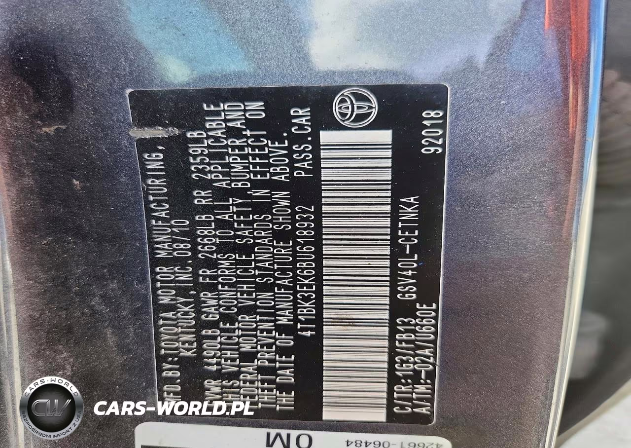 TOYOTA CAMRY SE VIN:4T1BK3EK6BU618932 - 12