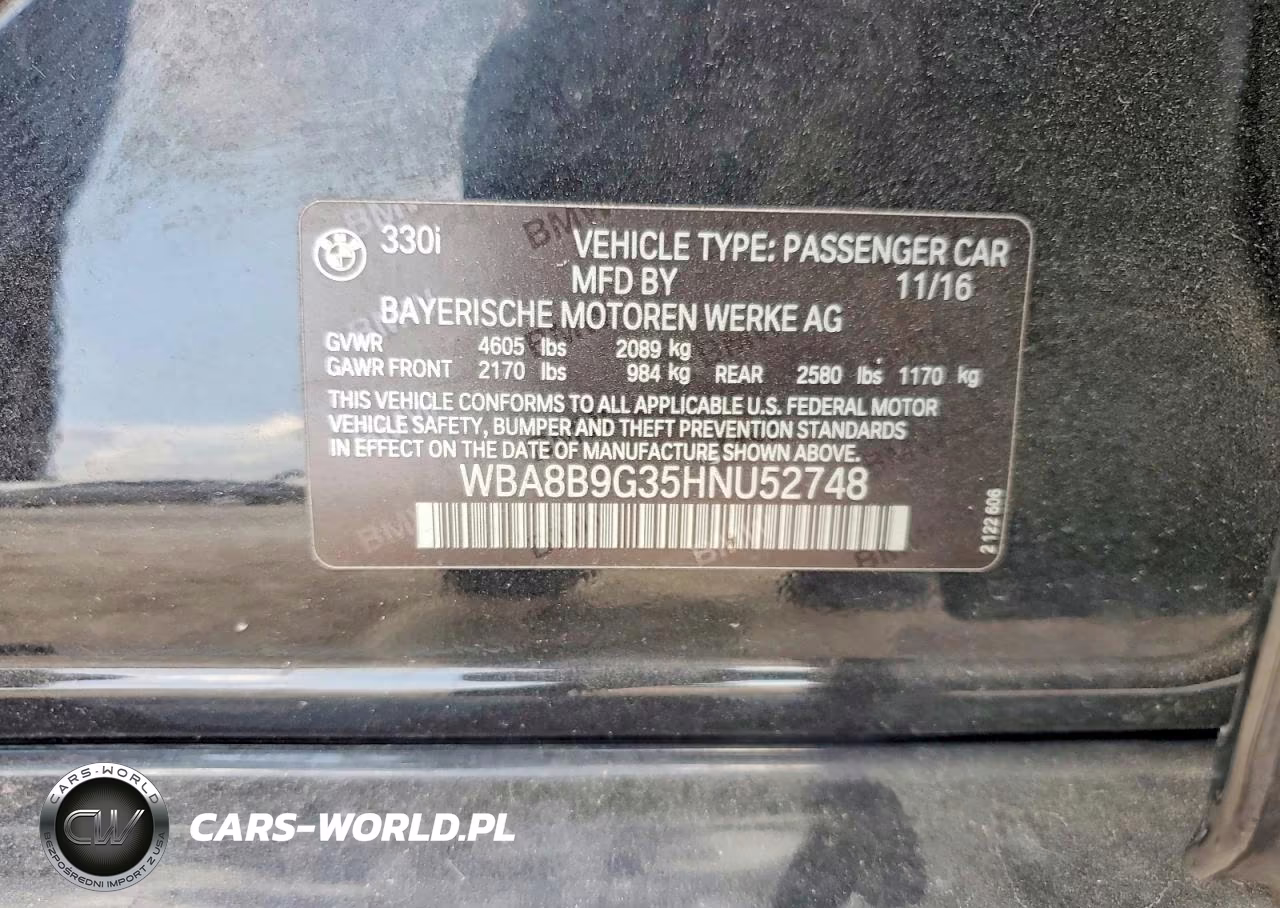 2017 BMW 330 I VIN:WBA8B9G35HNU52748 - 12