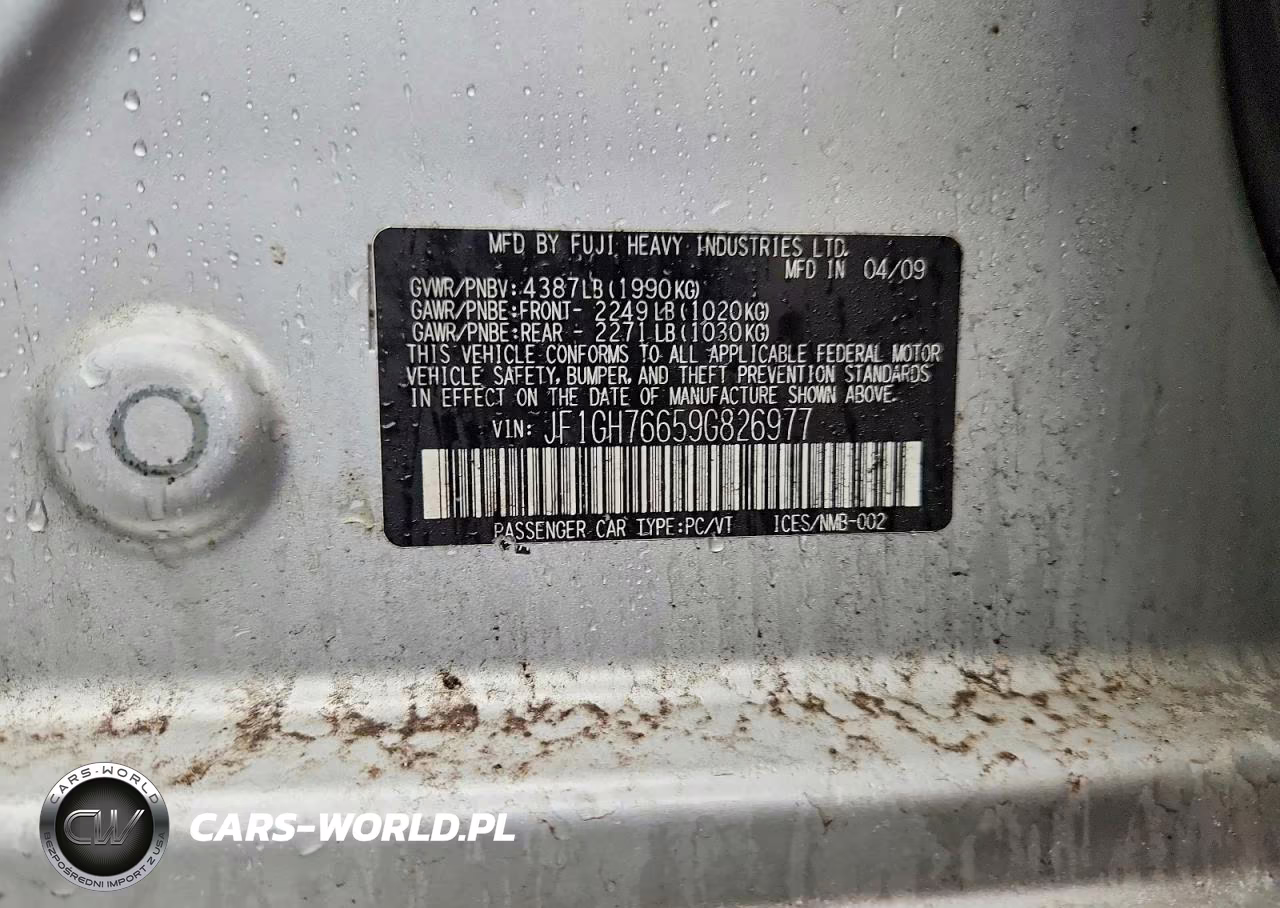 2009 Subaru Impreza Wrx VIN:JF1GH76659G826977 - 12