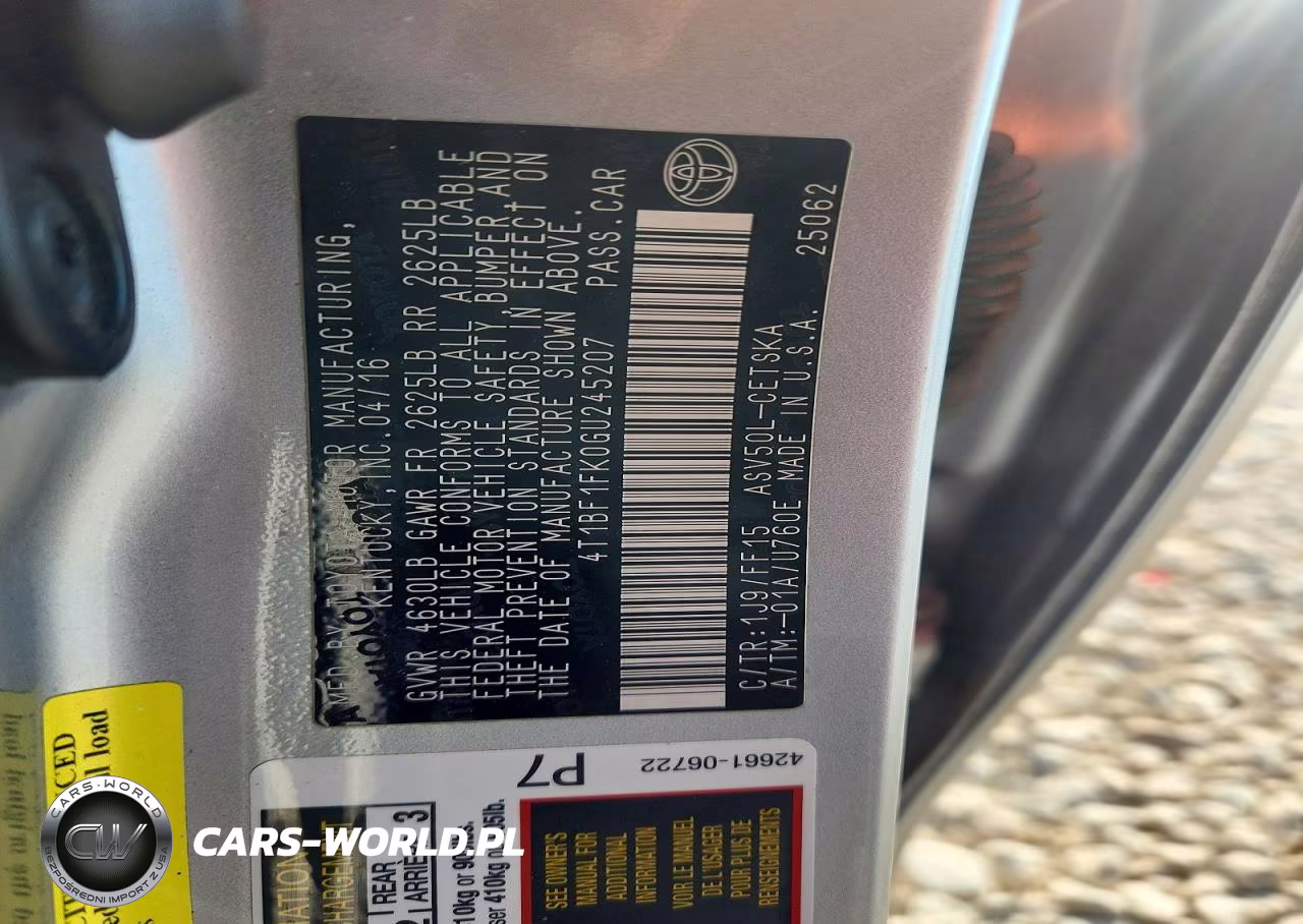 2016 Toyota Camry Se VIN:4T1BF1FK0GU245207 - 12