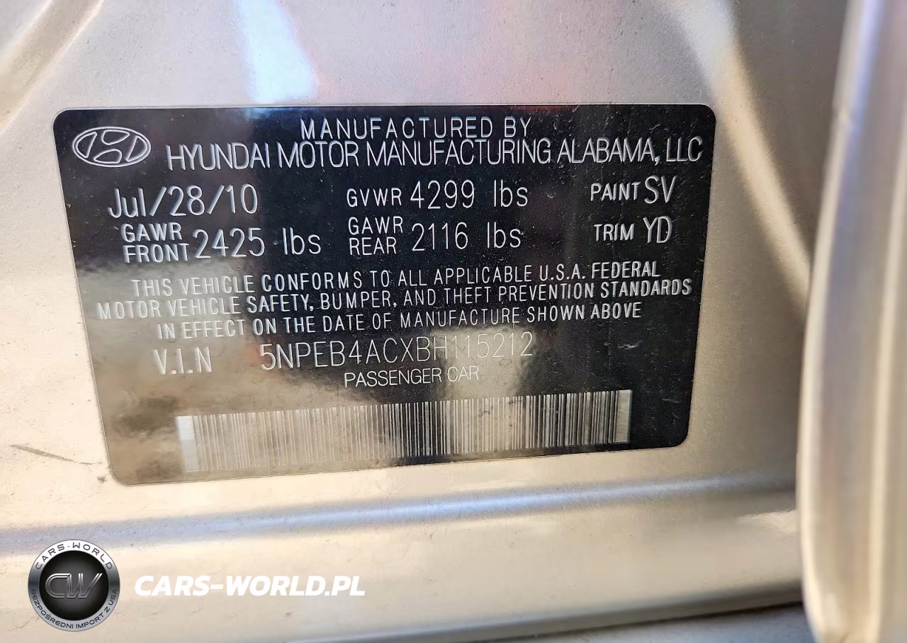 2011 Hyundai Sonata Gls VIN:5NPEB4ACXBH115212 - 13