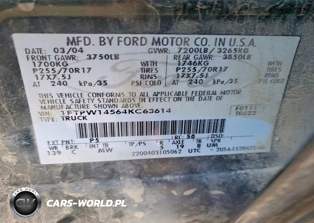 2004 Ford F150 Supercrew VIN:1FTPW14564KC63614 - 12