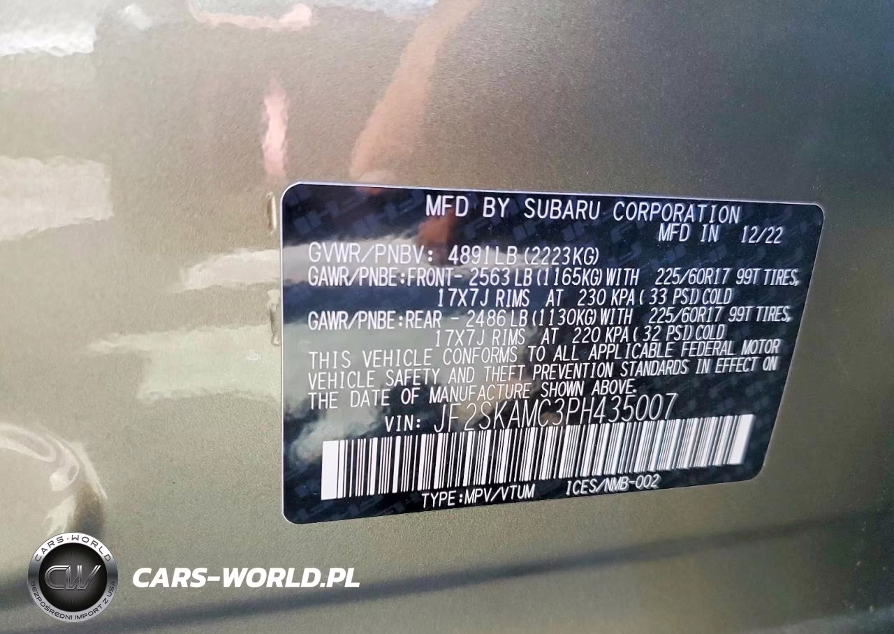 2023 Subaru Forester Wilderness VIN:JF2SKAMC3PH435007 - 12