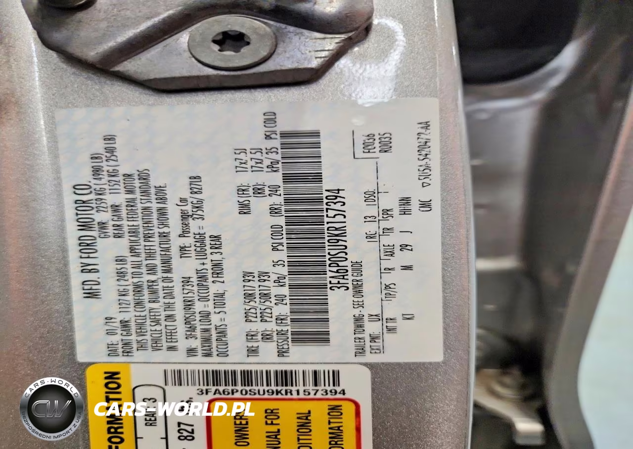 2019 Ford Fusion Titanium VIN:3FA6P0SU9KR157394 - 12