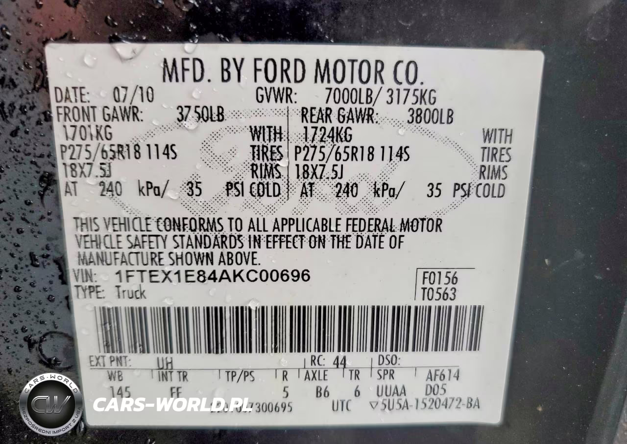 2010 Ford F150 Super Cab VIN:1FTEX1E84AKC00696 - 12