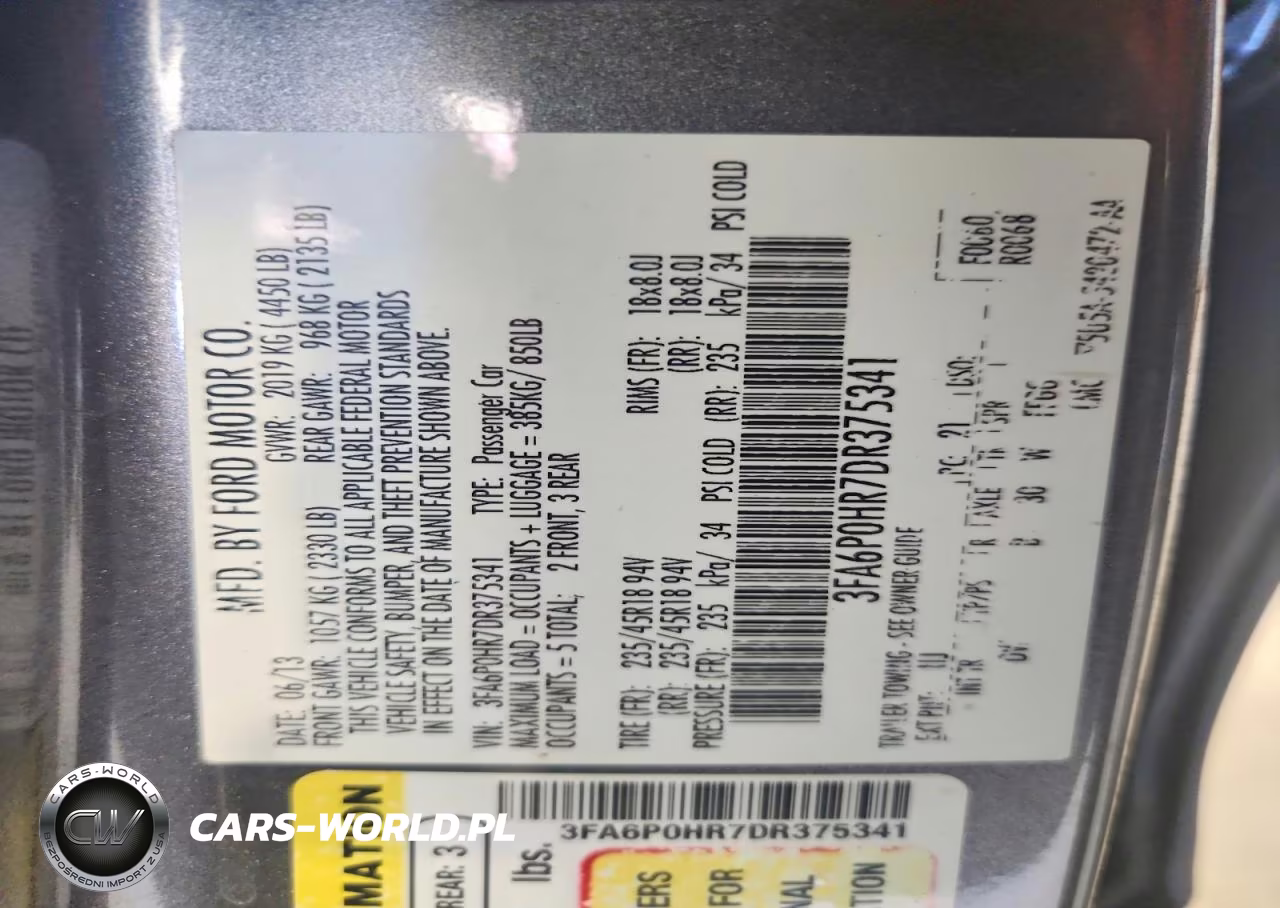 2013 Ford Fusion Se VIN:3FA6P0HR7DR375341 - 12