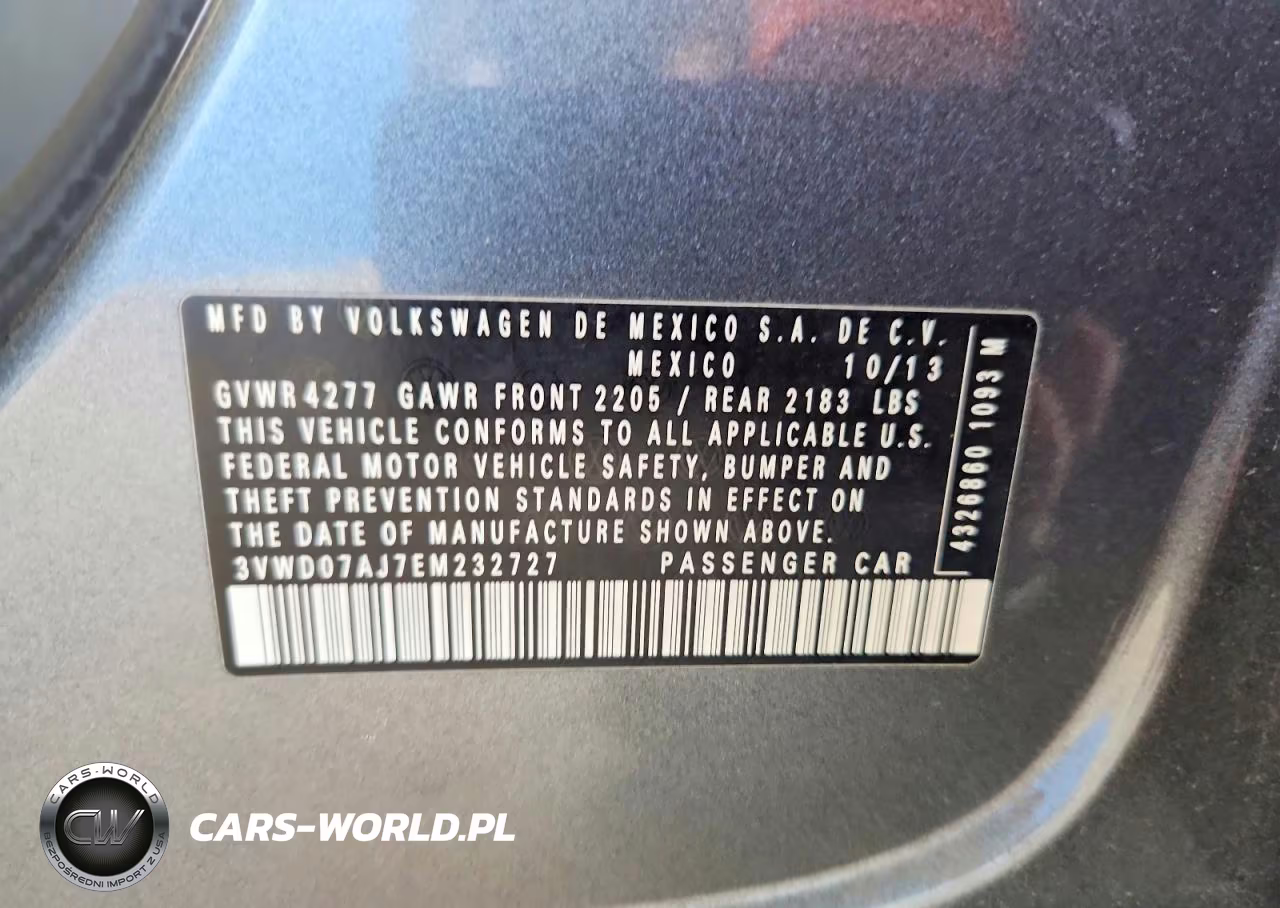2014 Volkswagen Jetta Se VIN:3VWD07AJ7EM232727 - 12