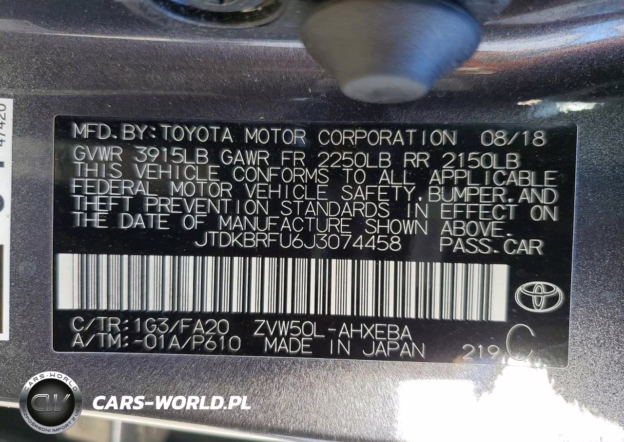2018 Toyota Prius Two VIN:JTDKBRFU6J3074458 - 13