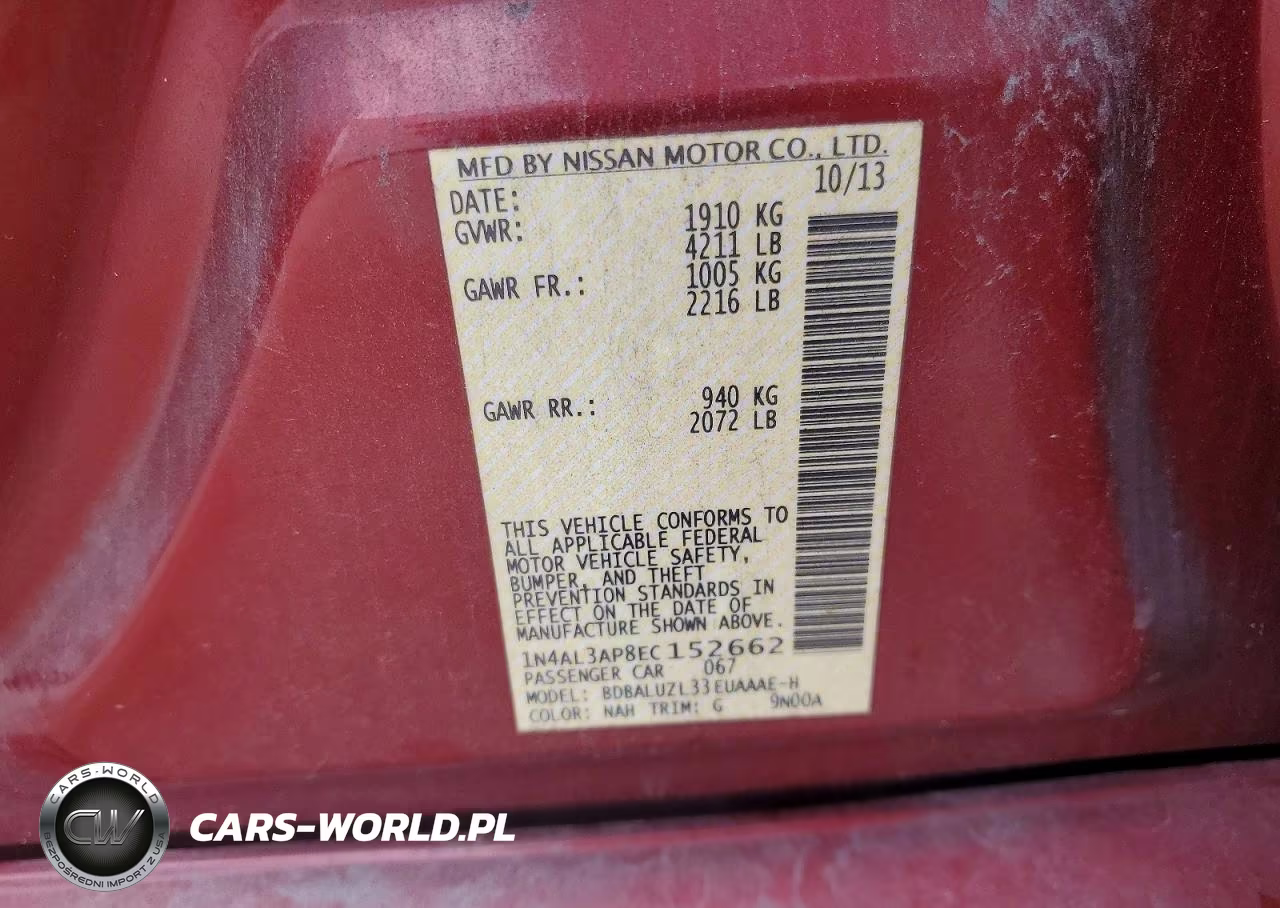 2014 Nissan Altima 2.5 Sv VIN:1N4AL3AP8EC152662 - 12