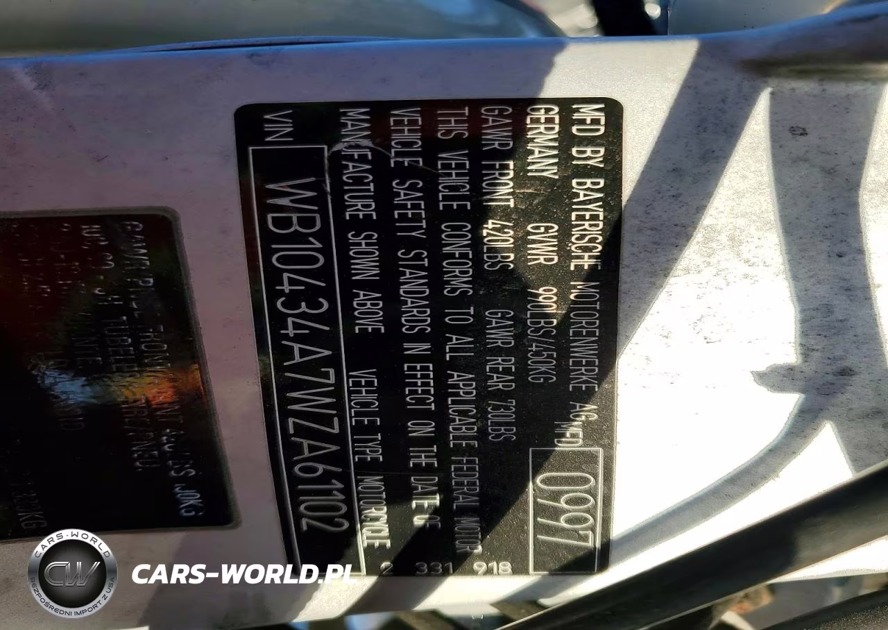 1998 BMW R1200 C VIN:WB10434A7WZA61102 - 9