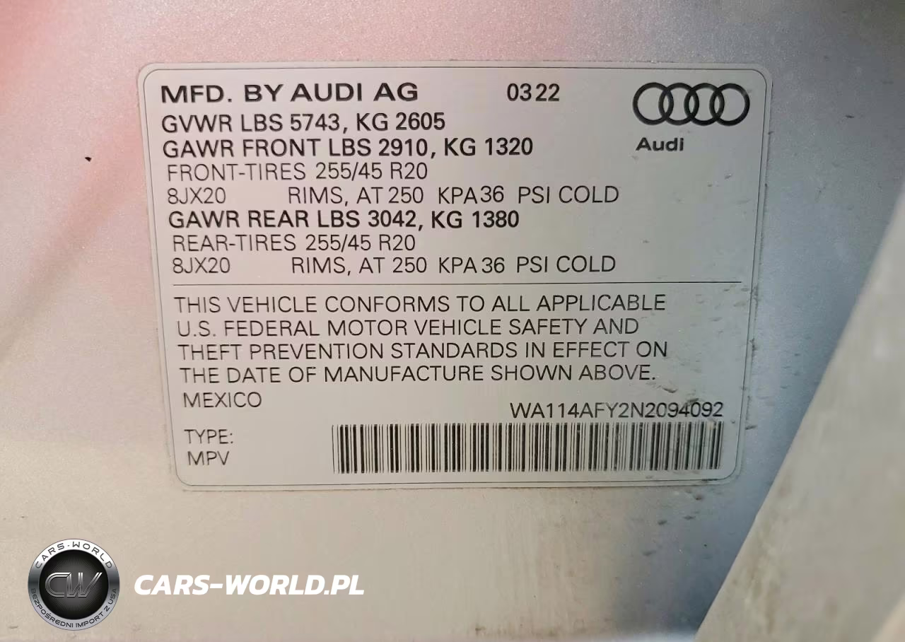 2022 Audi Sq5 Sportback Premium VIN:WA114AFY2N2094092 - 13