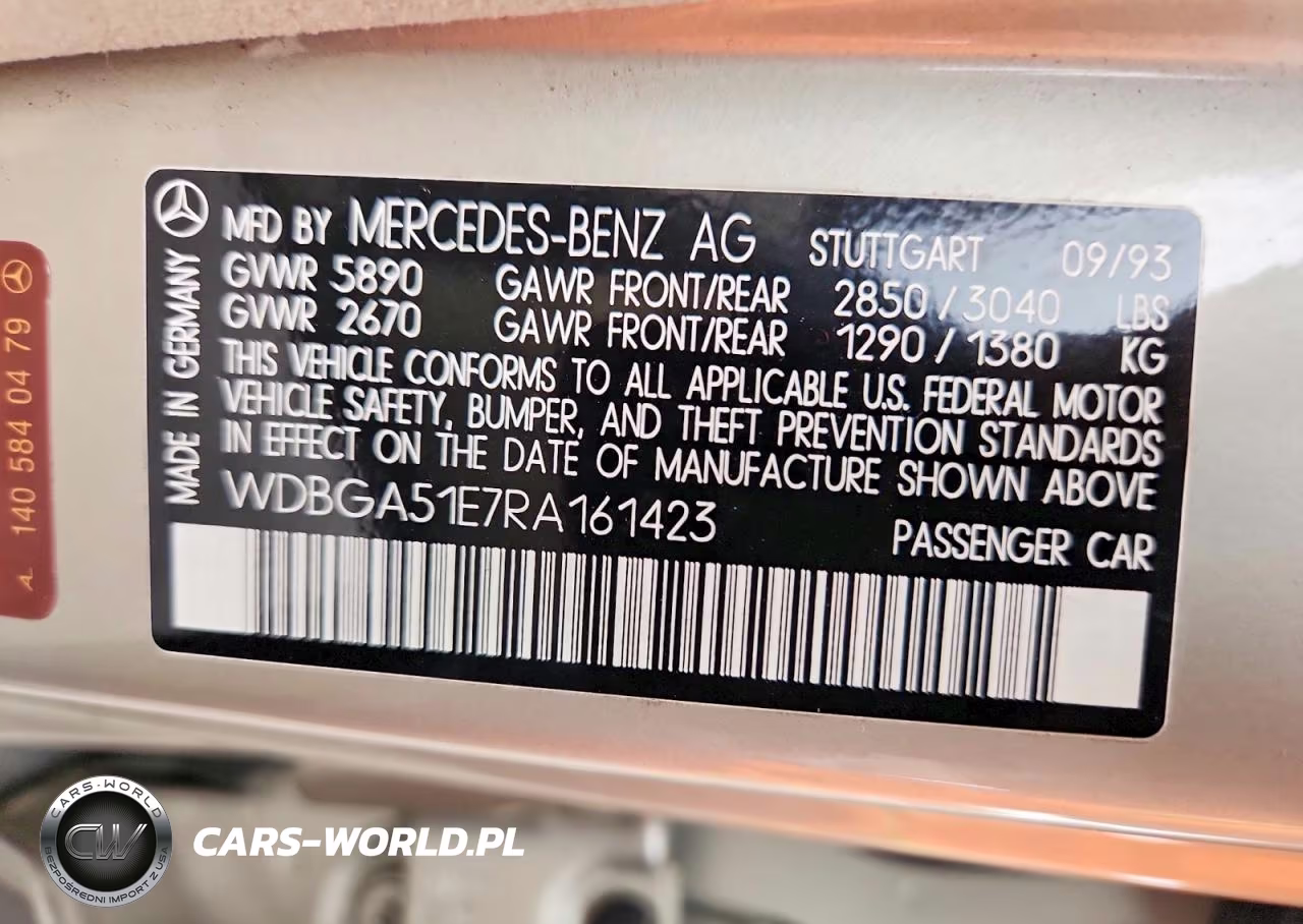 1994 Mercedes-Benz S 500 VIN:WDBGA51E7RA161423 - 12
