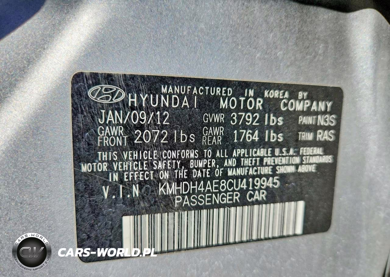 2012 Hyundai Elantra Gls VIN:KMHDH4AE8CU419945 - 12