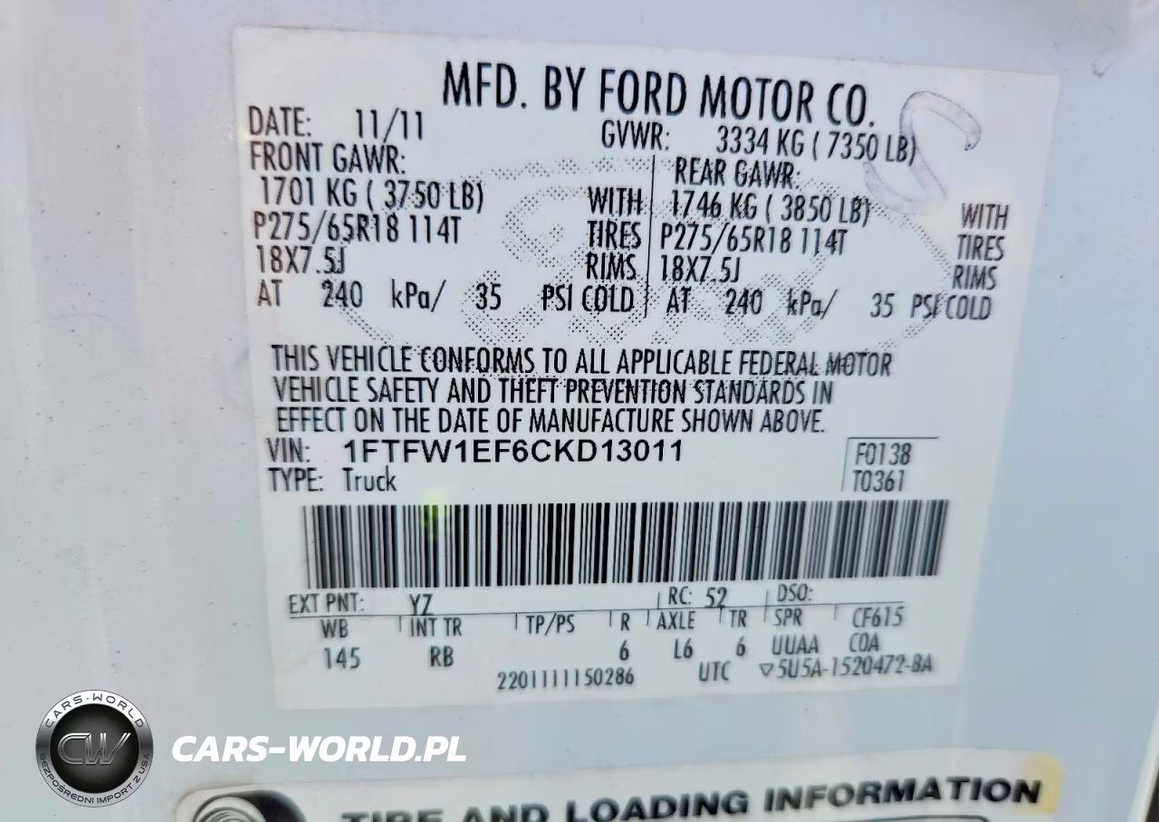 2012 Ford F150 Supercrew VIN:1FTFW1EF6CKD13011 - 12