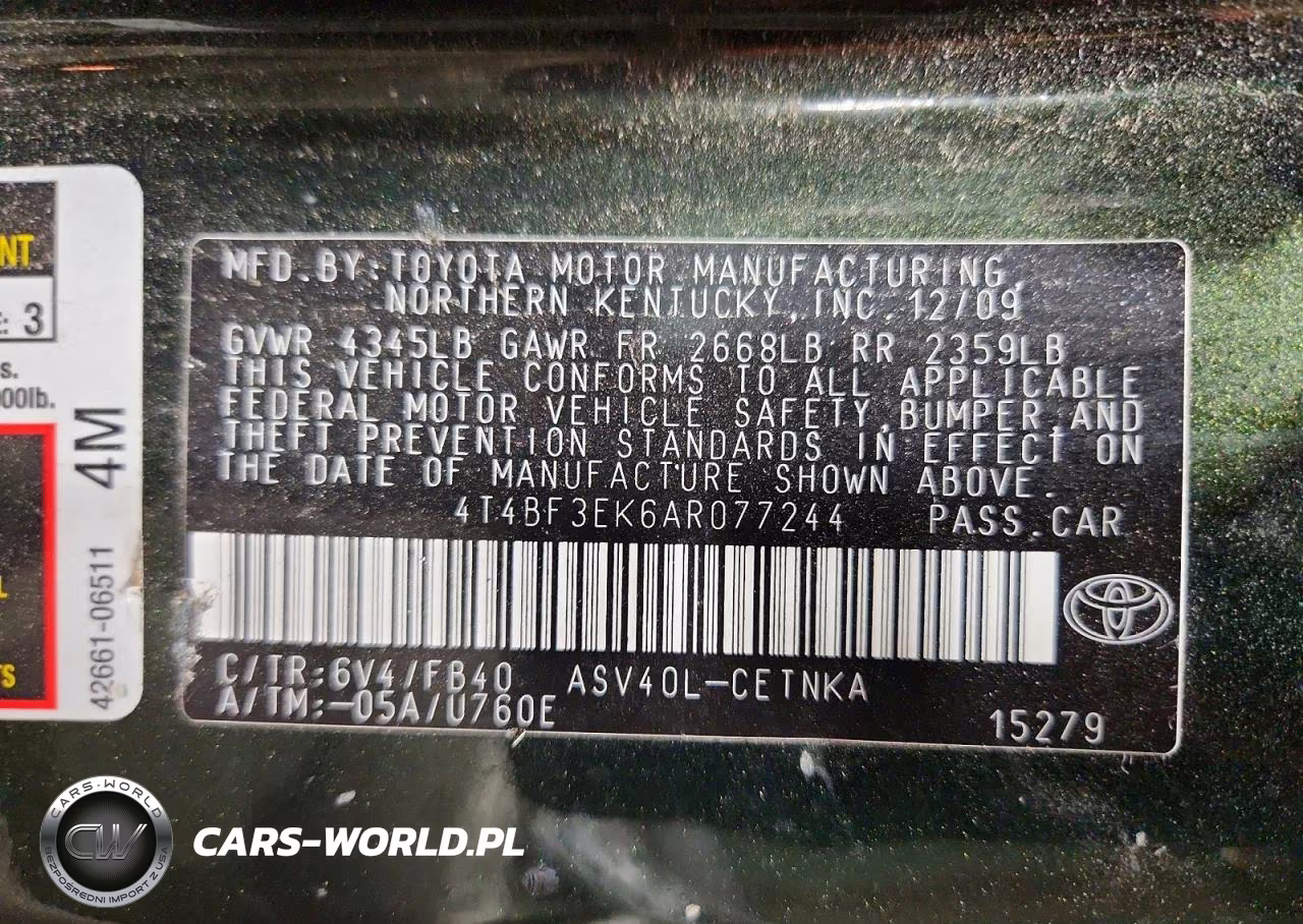 2010 Toyota Camry Le VIN:4T4BF3EK6AR077244 - 12