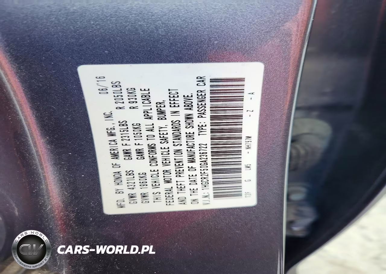 2016 Honda Accord Sport VIN:1HGCR2F50GA236722 - 12
