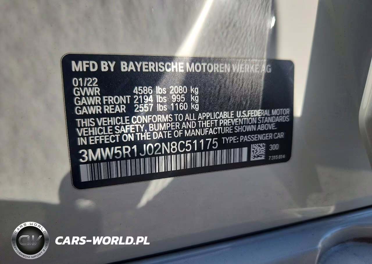 2022 BMW 330I VIN:3MW5R1J02N8C51175 - 12