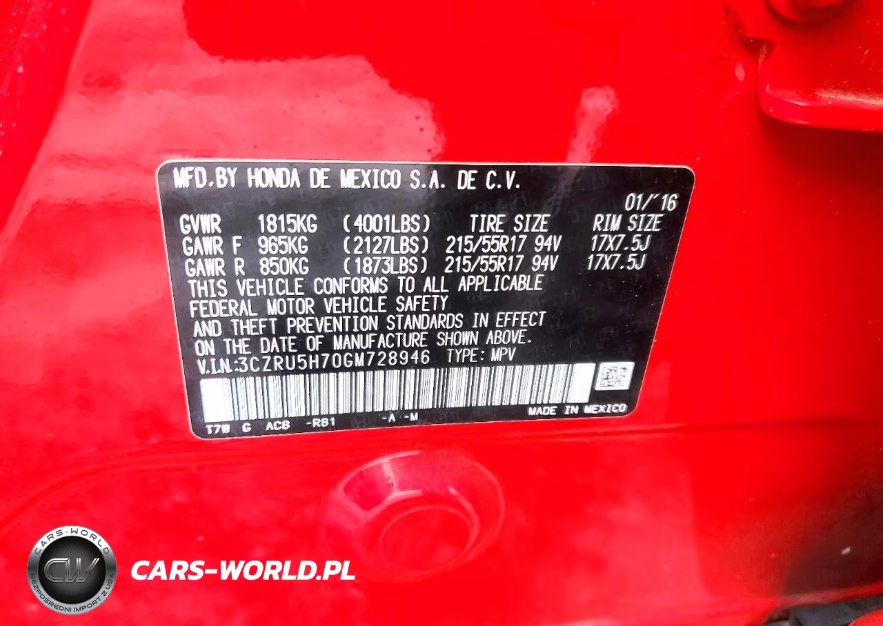 2016 Honda Hr-V Exl VIN:3CZRU5H70GM728946 - 13